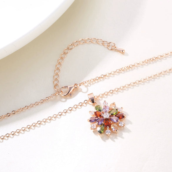 Women's Fashion Flower Artificial Zircon Necklace With Ochain