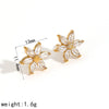Women's Fashion Flower Geometric Stainless Steel Stud Earrings With Diamond And Electroplating Treatment