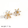 Women's Fashion Flower Geometric Stainless Steel Stud Earrings With Diamond And Electroplating Treatment