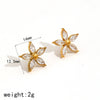 Women's Fashion Flower Geometric Stainless Steel Stud Earrings With Diamond And Electroplating Treatment