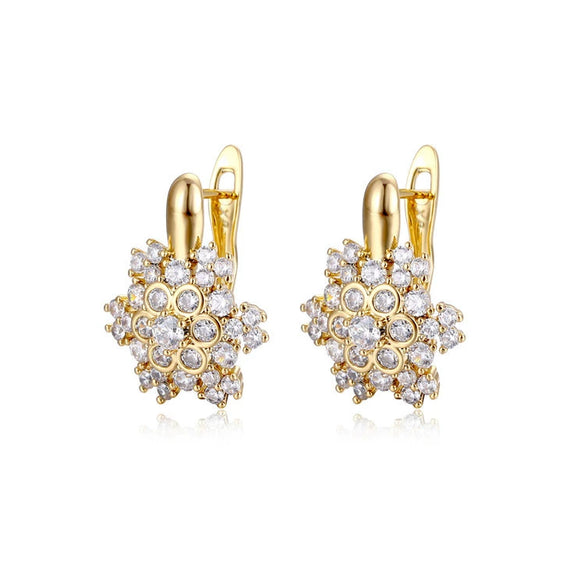Women's Fashion Flower Inlaid Zircon Earrings Metal Electroplated Floral Stud Earrings Jewelry