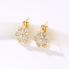 Women's Fashion Flower Inlaid Zircon Earrings Metal Electroplated Floral Stud Earrings Jewelry