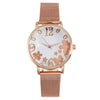 Women's Fashion Flower Quartz Watch With Alloy Case Metal Strap And Stainless Steel Clasp Round Dial