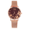 Women's Fashion Flower Quartz Watch With Alloy Case Metal Strap And Stainless Steel Clasp Round Dial