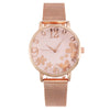Women's Fashion Flower Quartz Watch With Alloy Case Metal Strap And Stainless Steel Clasp Round Dial