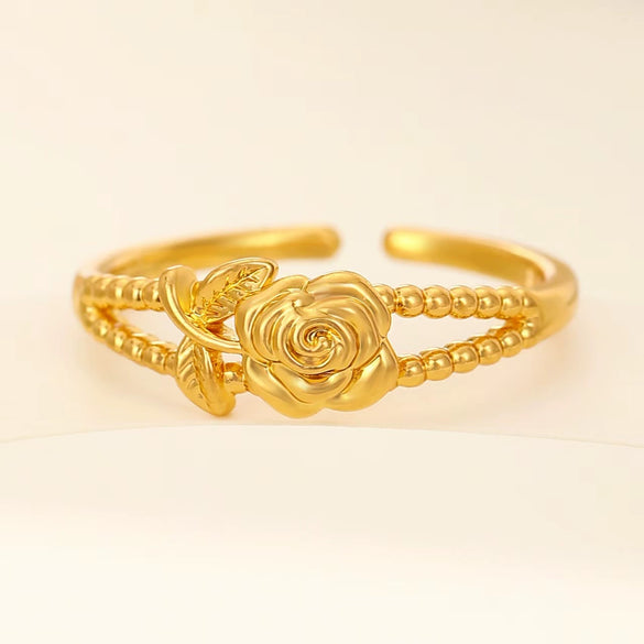 Women's Fashion Flower Rose Ring Copper Electroplated