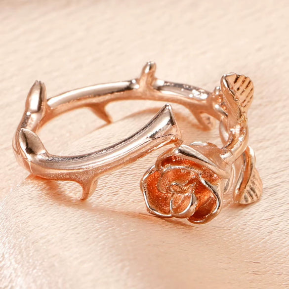 Women's Fashion Flower Rose Ring Copper Electroplated