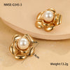Women's Fashion Flower Shaped Stainless Steel Electroplated Pearl Earrings