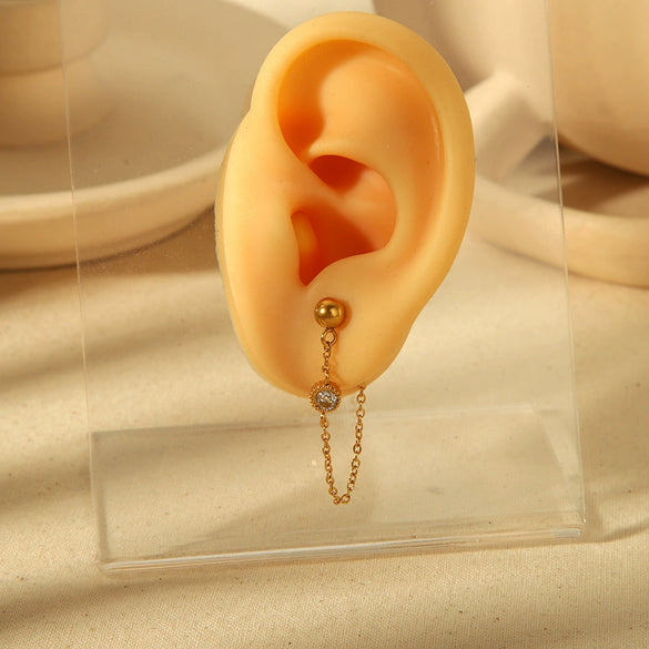 Women's Fashion Flower Stud Earrings Stainless Steel 18K Gold Electroplated