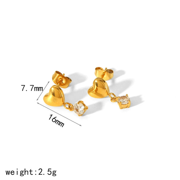 Women's Fashion Flower Stud Earrings Stainless Steel 18K Gold Electroplated
