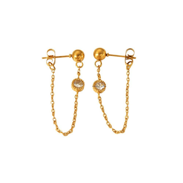 Women's Fashion Flower Stud Earrings Stainless Steel 18K Gold Electroplated