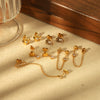 Women's Fashion Flower Stud Earrings Stainless Steel 18K Gold Electroplated