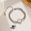 Women's Fashion Fourleaf Clover Titanium Steel Bracelet With Distinctive Thick Chain And Electroplating Hiphop Accessories