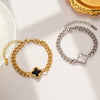 Women's Fashion Fourleaf Clover Titanium Steel Bracelet With Distinctive Thick Chain And Electroplating Hiphop Accessories