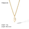 Women's Fashion Fresh Water Pearl Pendant Clavicle Chain Jewelry In Geometric Style Made Of Stainless Steel With Pvdp Furnace Real Gold Treatment