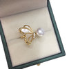 Women's Fashion Freshwater Pearl Ring Copper 18K Goldfilled Round Natural Sea Motherofpearl Coreless