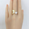 Women's Fashion Freshwater Pearl Ring Copper 18K Goldfilled Round Natural Sea Motherofpearl Coreless