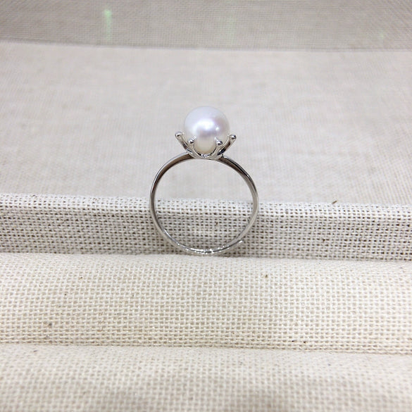 Women's Fashion Freshwater Pearl Ring In S925 Sterling Silver Round Shape
