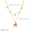 Women's Fashion Fruit Style Stainless Steel Cherry Pendant Doublelayered O Word Chain Necklace With Electroplating