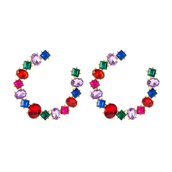 Women's Fashion Geometric Alloy Earrings With Square Oval Diamond Shape And Sparkling Diamond Detail