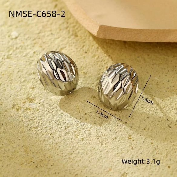 Women's Fashion Geometric Asymmetrical Texture Stainless Steel 18K Electroplated Earrings