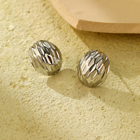 Women's Fashion Geometric Asymmetrical Texture Stainless Steel 18K Electroplated Earrings