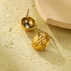Women's Fashion Geometric Asymmetrical Texture Stainless Steel 18K Electroplated Earrings