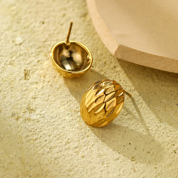 Women's Fashion Geometric Asymmetrical Texture Stainless Steel 18K Electroplated Earrings