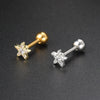 Women's Fashion Geometric Brass White Steel Star And Moon Constellations Electroplated Piercing Earrings