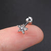 Women's Fashion Geometric Brass White Steel Star And Moon Constellations Electroplated Piercing Earrings