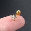 Women's Fashion Geometric Brass White Steel Star And Moon Constellations Electroplated Piercing Earrings