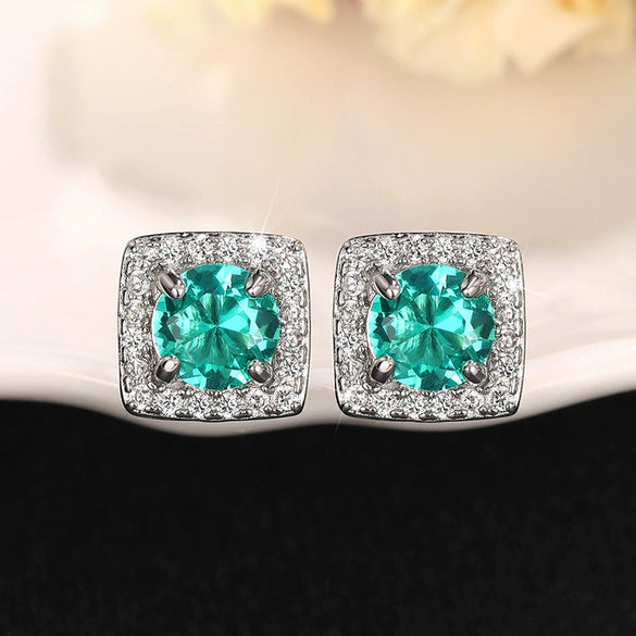 Women's Fashion Geometric Copper Earrings Inlaid Zircon