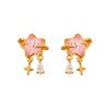 Women's Fashion Geometric Copper Earrings With Surrounding Stars Blue Glass Fairy Tassels Electroplated