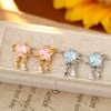 Women's Fashion Geometric Copper Earrings With Surrounding Stars Blue Glass Fairy Tassels Electroplated