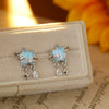 Women's Fashion Geometric Copper Earrings With Surrounding Stars Blue Glass Fairy Tassels Electroplated
