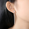 Women's Fashion Geometric Copper Electroplated Long Tassel Stud Earrings With Zircon Accents