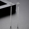 Women's Fashion Geometric Copper Electroplated Long Tassel Stud Earrings With Zircon Accents