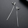 Women's Fashion Geometric Copper Electroplated Long Tassel Stud Earrings With Zircon Accents