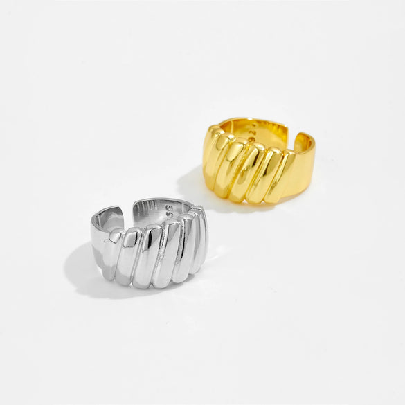 Women's Fashion Geometric Copper Irregular Bread Shape Opening Adjustable Ring With Electroplating