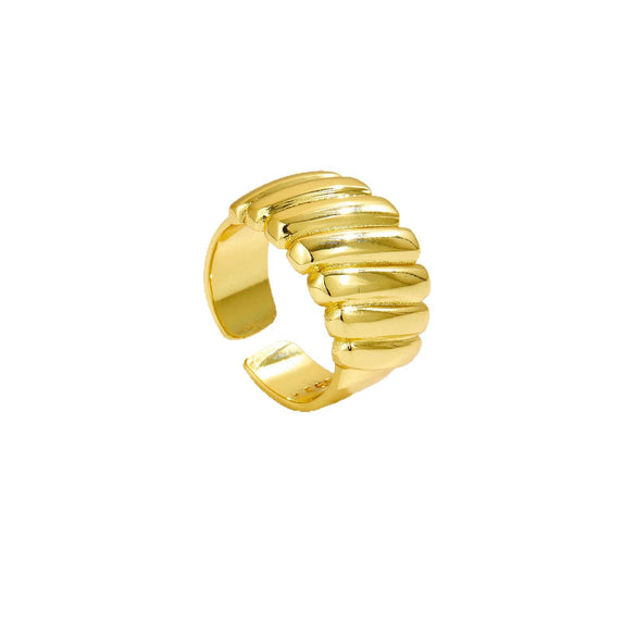 Women's Fashion Geometric Copper Irregular Bread Shape Opening Adjustable Ring With Electroplating