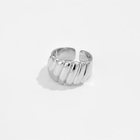 Women's Fashion Geometric Copper Irregular Bread Shape Opening Adjustable Ring With Electroplating