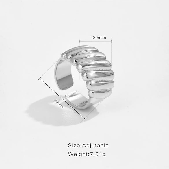Women's Fashion Geometric Copper Irregular Bread Shape Opening Adjustable Ring With Electroplating