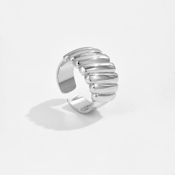Women's Fashion Geometric Copper Irregular Bread Shape Opening Adjustable Ring With Electroplating