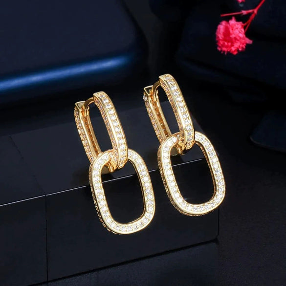 Women's Fashion Geometric Copper Zirconia U Shape Earrings