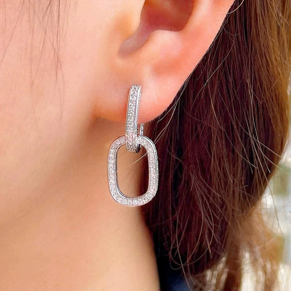 Women's Fashion Geometric Copper Zirconia U Shape Earrings