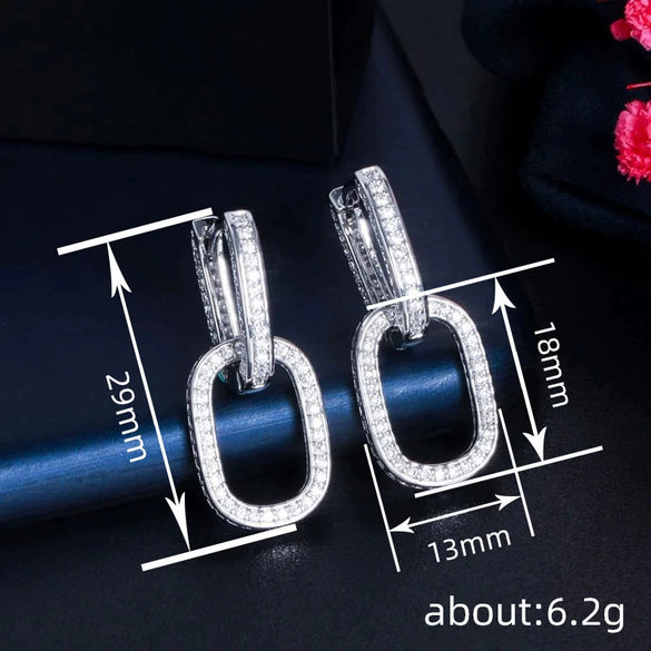 Women's Fashion Geometric Copper Zirconia U Shape Earrings
