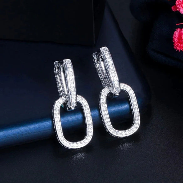 Women's Fashion Geometric Copper Zirconia U Shape Earrings