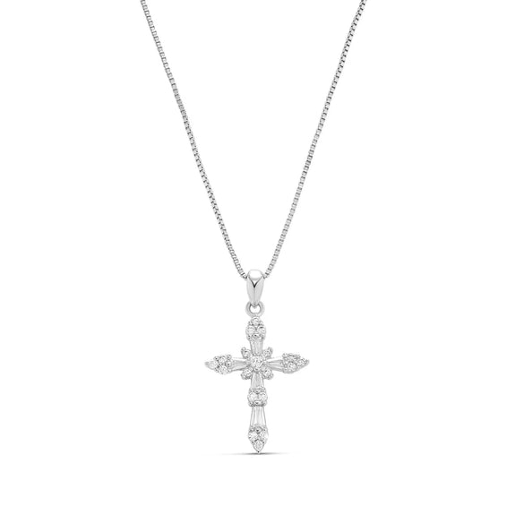 Women's Fashion Geometric Cross Necklace With Square Zircon Inlay Copper Electroplated Clavicle Chain Pendant Jewelry Gift
