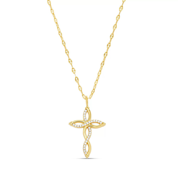 Women's Fashion Geometric Cross Necklace With Square Zircon Inlay Copper Electroplated Clavicle Chain Pendant Jewelry Gift