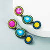 Women's Fashion Geometric Drop Earrings Long Alloy Dangle Earrings With Rhinestone Diamond Accents